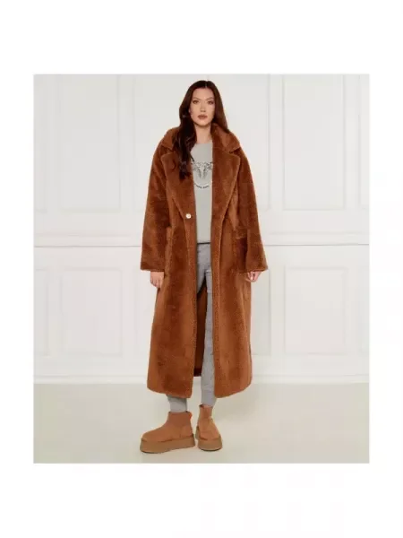 UGG Bőr hótaposó Classic Mini Dipper gyapjú hozzáadásával barna