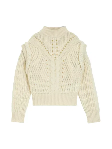 BOSS Orange sweter z dodatkiem wełny beżowy biały
