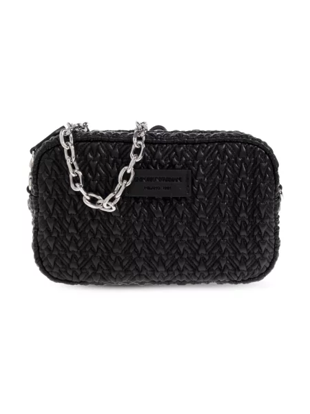 Lniana torebka Emporio Armani czarna