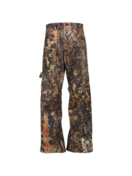 Pantaloni We11done de catifea cord cu imagine cu imprimeu abstract negru