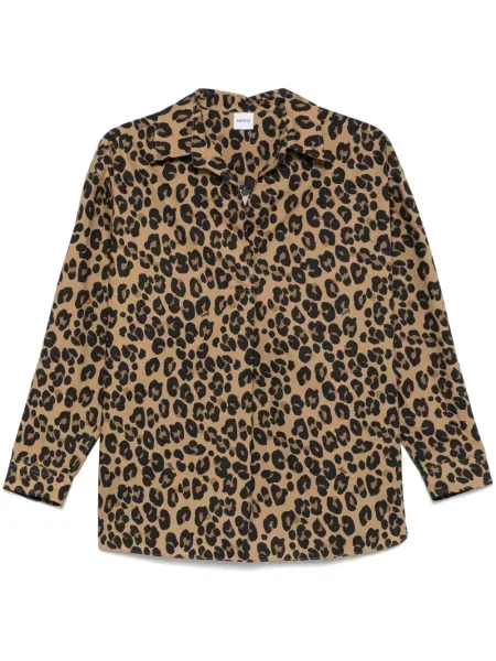 Cămașă Aspesi cu imagine cu imprimeu animal print maro