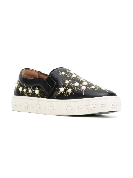 Chiloți Aquazzura cu perle slip-on negru