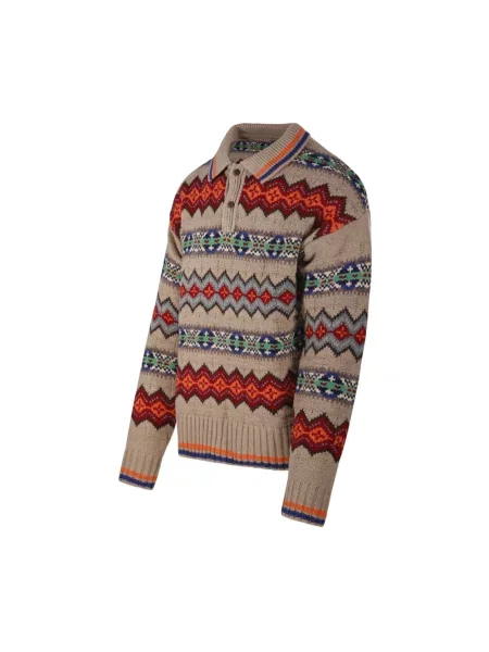 Sweter z czystej wełny z kołnierzykiem polo Ralph Lauren beżowy