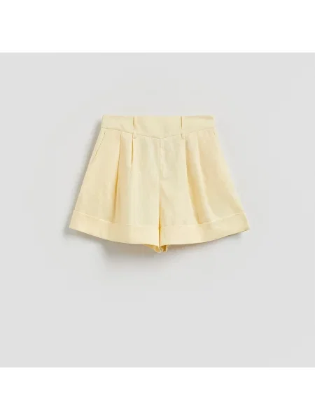 Reserved Lněné šortky světle žlutá