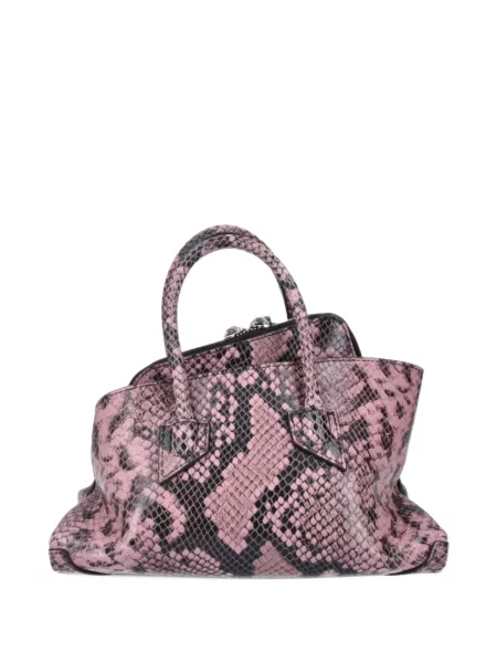Bőr kígyómintás shopper táska The Attico rózsaszín