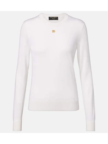 Pulover Dolce&gabbana de mătase alb