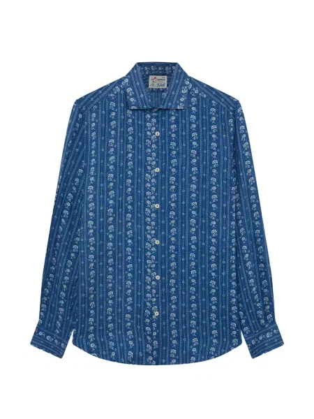 Cămașă Mc2 Saint Barth de in cu model floral cu imagine albastru
