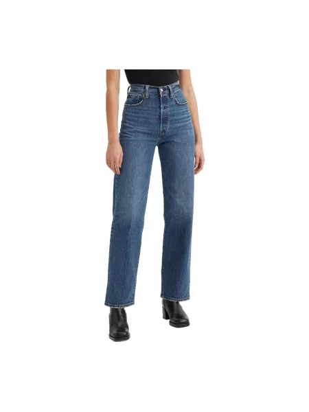 Kostka szerokie proste jeansy Levi's niebieskie