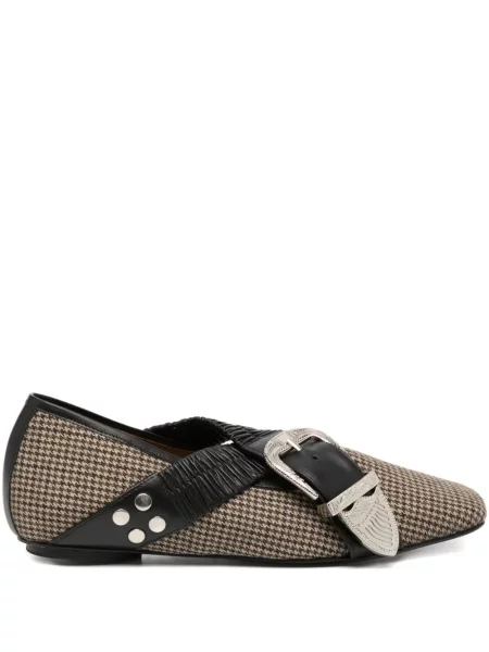 Pantofi cu toc Toga cu cataramă din tweed maro