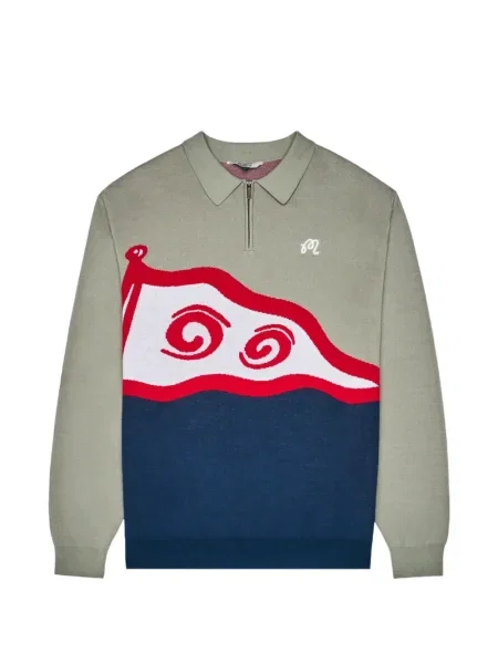 Haftowane golf golf polo Malbon Golf szare