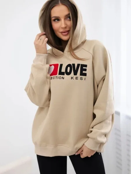 Hanorac cu glugă Kesi cu glugă bej