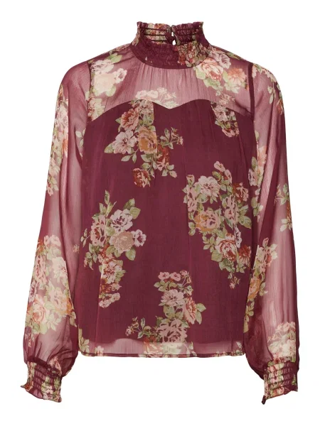 VERO MODA Bluză MARYA oliv / portocaliu închis / roz / vin roșu