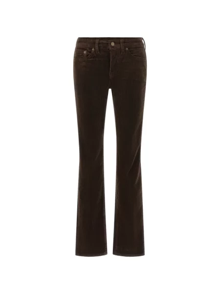 Pantaloni Lauren Ralph Lauren de catifea cord maro