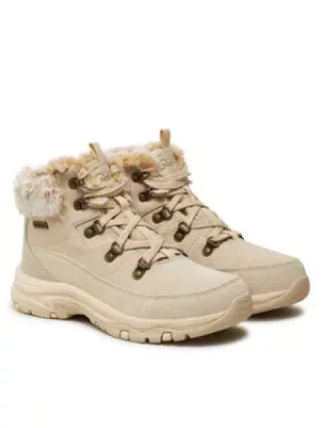 Trekkingové šněrovací sněžné boty Skechers béžové