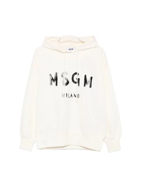 Bluza z kapturem Msgm z kapturem z nadrukiem biała