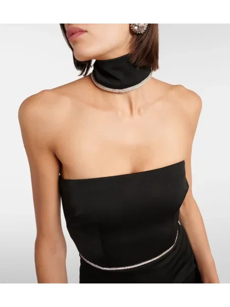 Rochie midi Alex Perry din satin de cristal până la genunchi negru