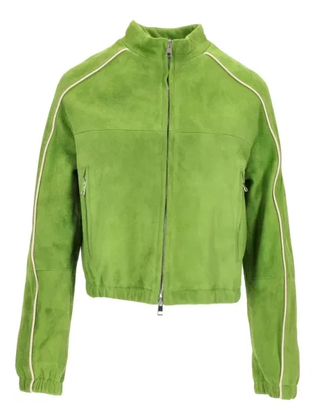 Geacă La Rose din piele de căprioară verde