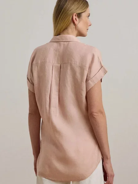 Koszula z krótkim rękawem Lauren Ralph Lauren z krótkim rękawem różowa