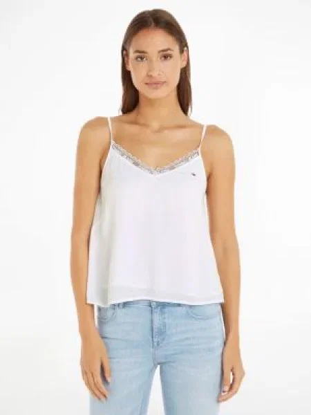 Top din denim Tommy Jeans alb