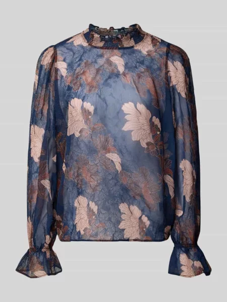 Koszula o kroju regular fit w półprzezroczystym designie Christian Berg Woman Selection granatowa