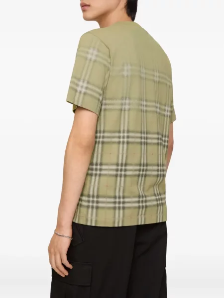 Tricou Burberry în carouri cu imagine verde