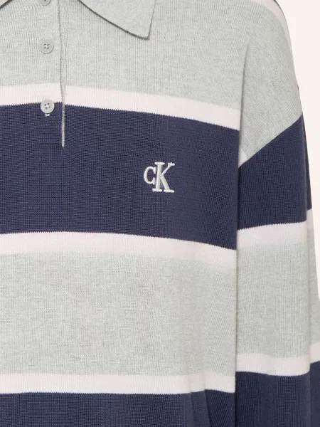 Calvin Klein Koszulka Polo Z Dzianiny grau biała