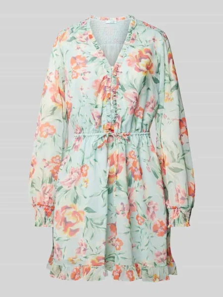 Sukienka mini z kwiatowym nadrukiem model ‘VANESSA’ Guess niebieska