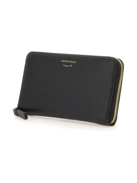 Portfel Emporio Armani skórzany z logo czarny