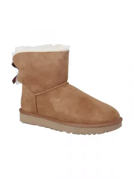 UGG De piele bocanci mini bailey bow II maro