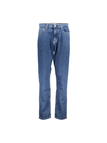 Jeansy straight leg Calvin Klein Jeans niebieskie