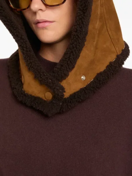 Kapa Yves Salomon s kapuljačom smeđa