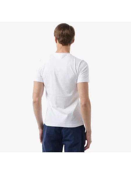 Lacoste Koszulka Slim Fit Z Okrągłym Dekoltem I Nadrukiem biały