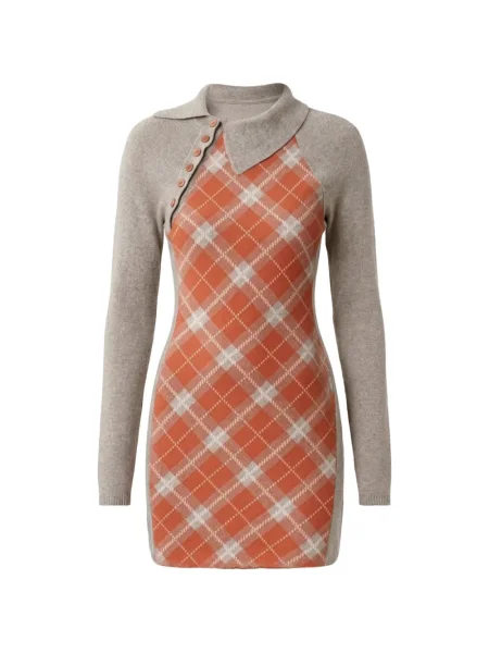 Sukienka Isa Boulder z wzorem argyle garniturowa szara