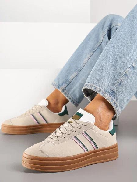 Sneakers cu verde bej