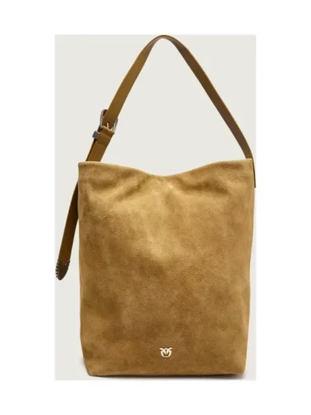 Pinko Geantă shopper BUCKET BIG | piele întoarsă