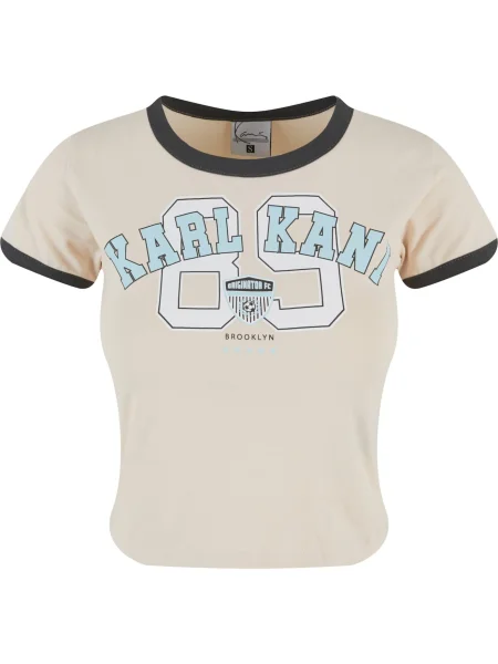 Karl Kani Tricou crem / albastru deschis / verde închis / alb bej