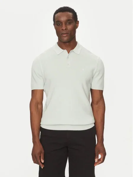 Тениска с яка Calvin Klein с изчистен дизайн зелено