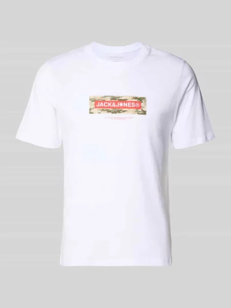 T-shirt z logo i okrągłym dekoltem Jack & Jones biała