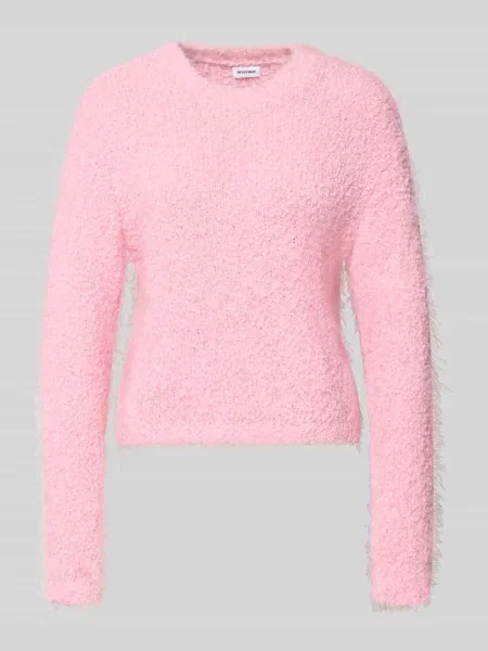 Sweter z dzianiny z okrągłym dekoltem model SASSY' Noisy May różowy