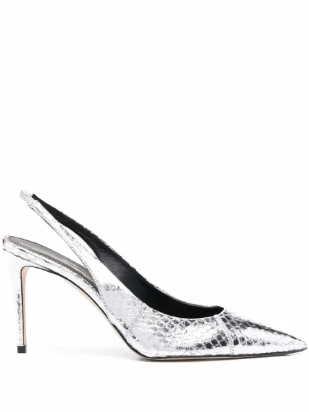 Pantofi cu toc Scarosso slingback argintiu