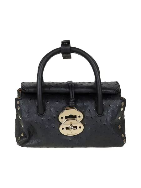 Mała torebka skórzana Zanellato skórzana czarna