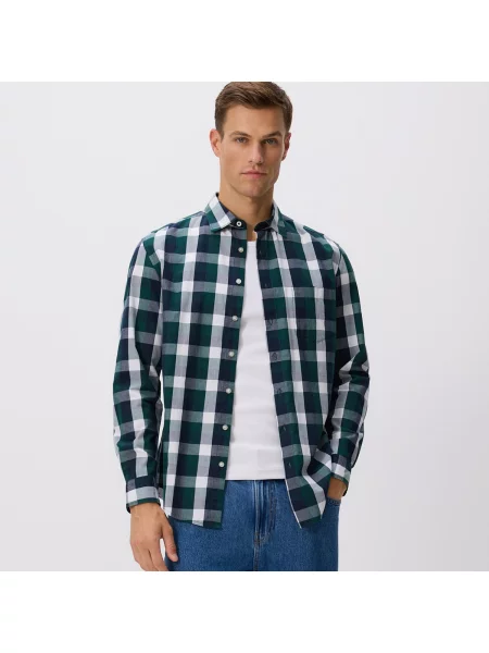 Reserved Kostkovaná košile regular fit tmavě zelená