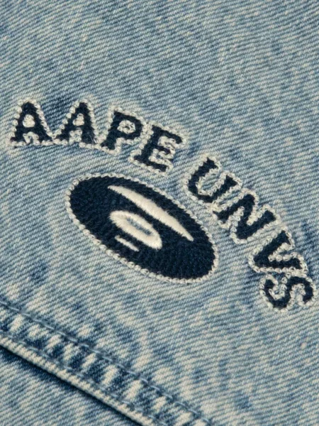 Geacă de blugi Aape By A Bathing Ape cu glugă albastru