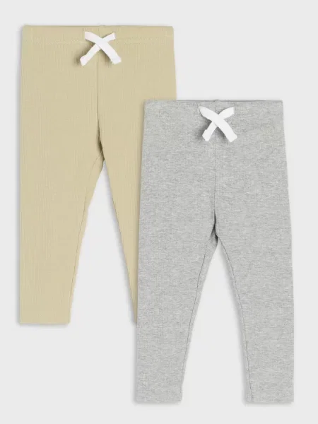 Sinsay legíny z žebrovaného úpletu 2 pack olivová
