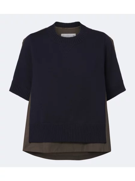 Top Sacai din cașmir negru
