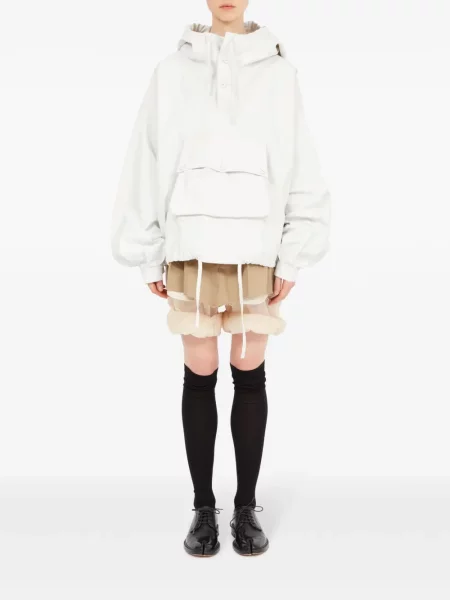 Lininis striukė Maison Margiela su gobtuvu balta
