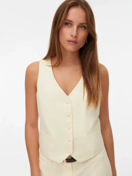 VERO MODA Vestă de costum galben alb