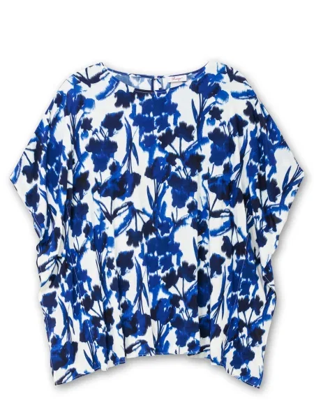 SHEEGO Bluză albastru cobalt / albastru închis alb