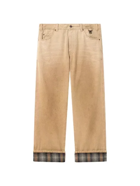 Pantaloni Golden Goose în carouri bej