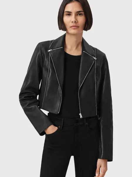 AllSaints geacă de piele LANDERS de tranziție negru